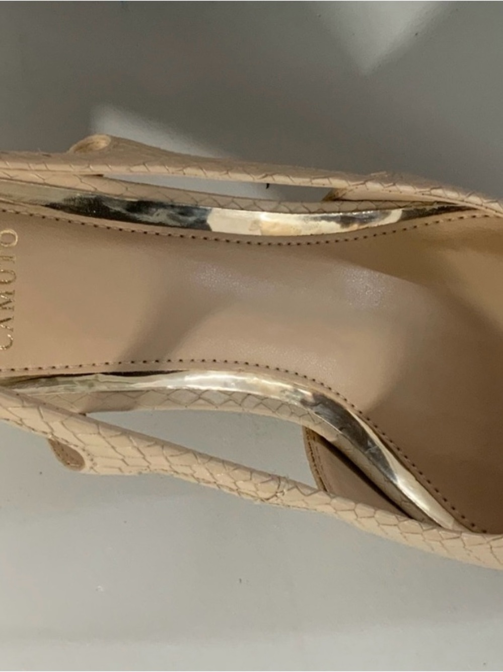 Vince Camuto Beige Textured Pointed-Toe Slingback Pumps - Picture 5 of 8